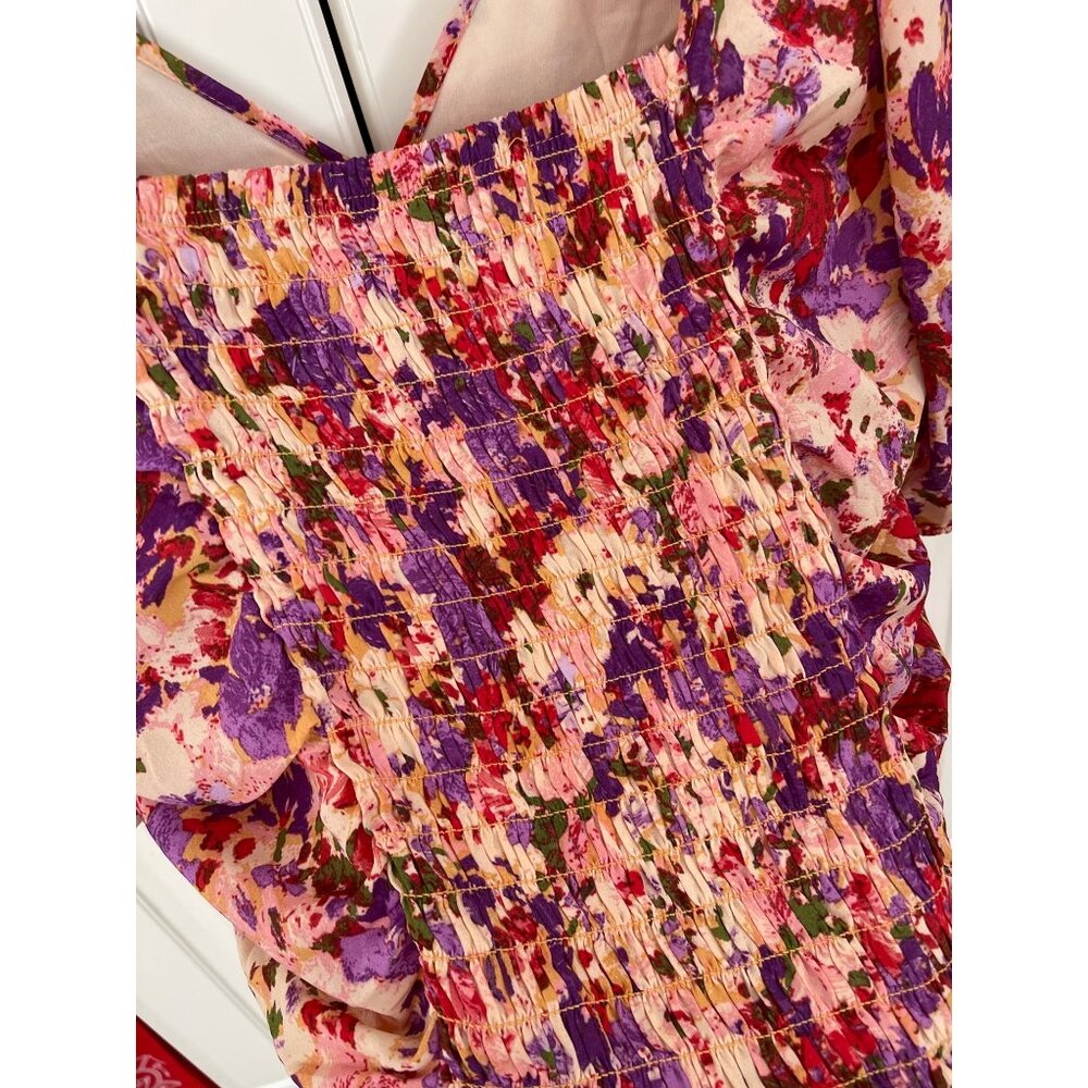 Sienna Sky cropped blouse Colorful Floral Chiffon Top size L New NWOT - Picture 5 of 8